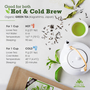 "Smile Tea" Organic Kabusecha Sencha Green Tea (Loose Leaf) Award Winning in 2018, 100grams